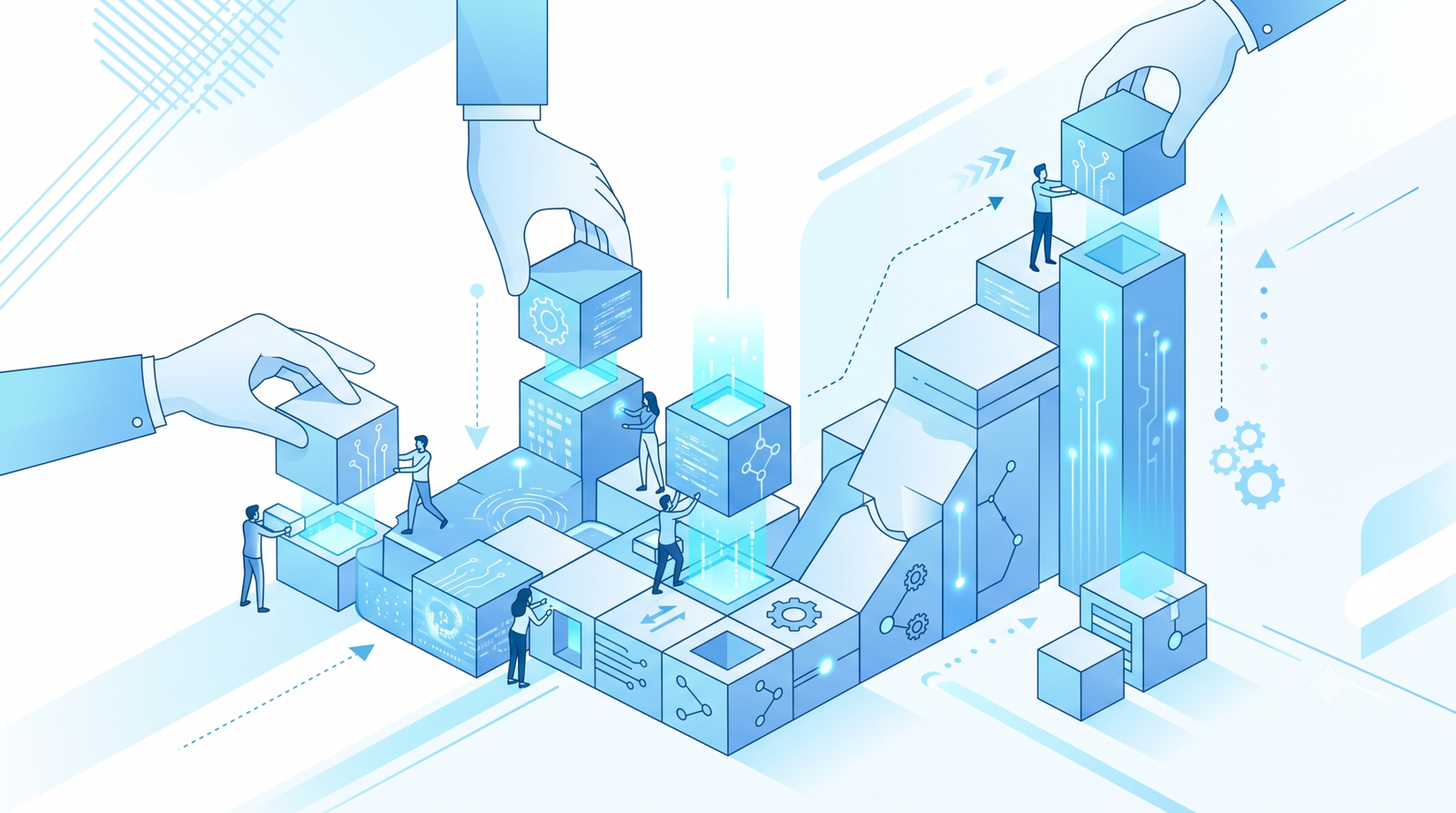Abstract illustration of building blocks representing tactical content planning execution